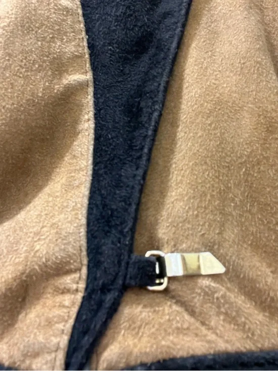 Vintage Black & Brown Suede Colorblock Bomber Jacket - Picture 5 of 6